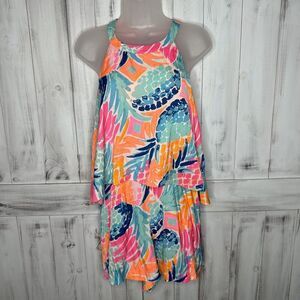 LILLY PULITZER Halter Edona Flounced Romper Goombay Smashed All Over PIneapple 8